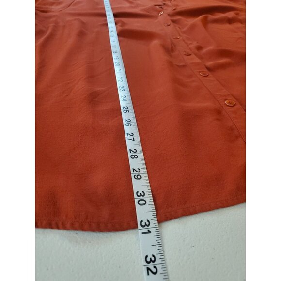 Eileen Fisher Burgundy Silk Button Up Long Sleeve Blouse 2X Office Career Formal - Picture 9 of 16